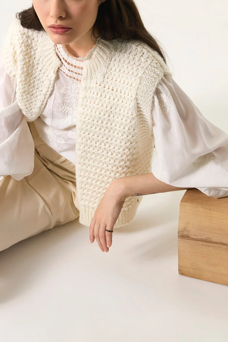 Gilet sans manches Aster Creme