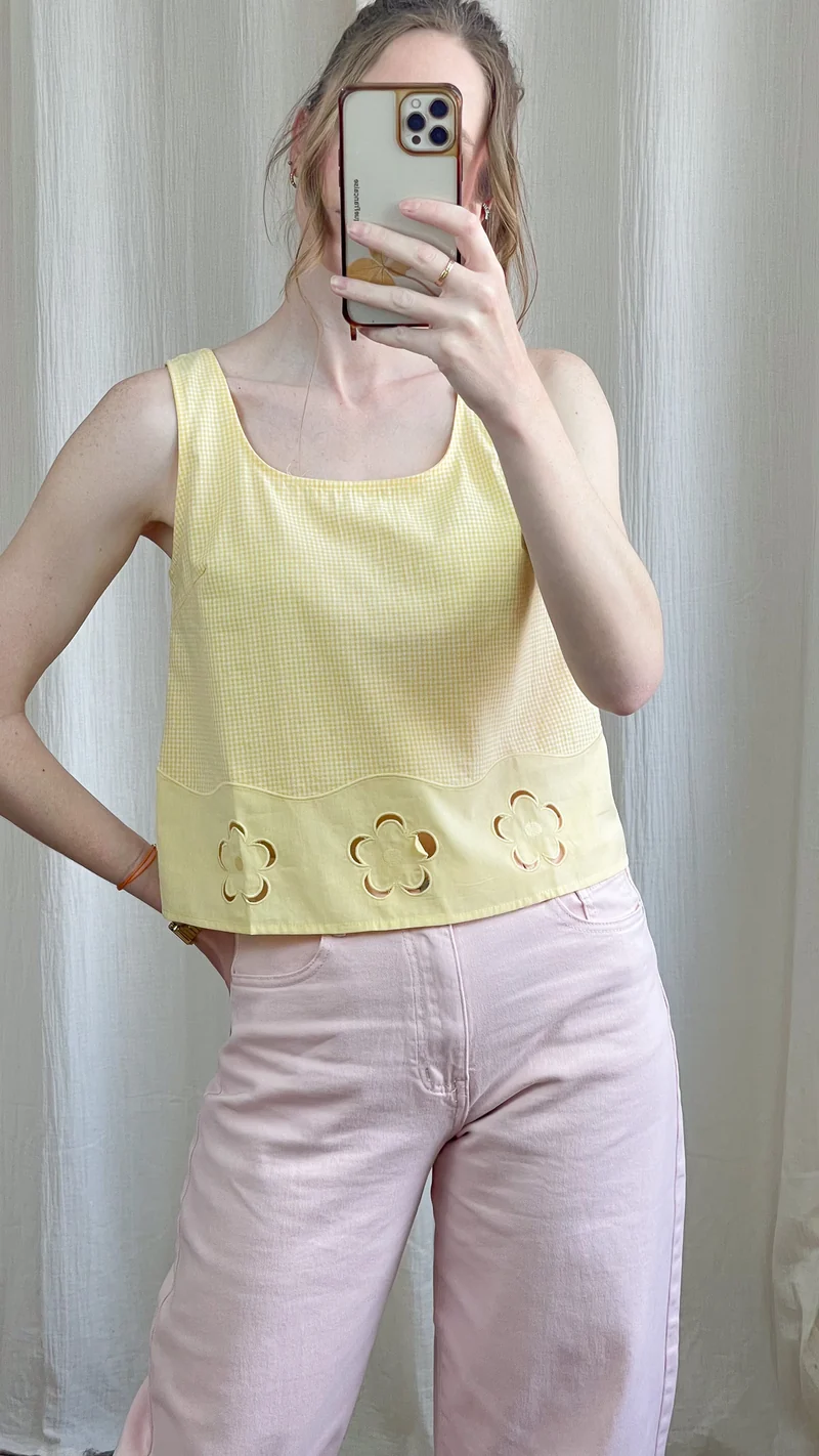 Top Alicette – Top vichy à fleurs brodées