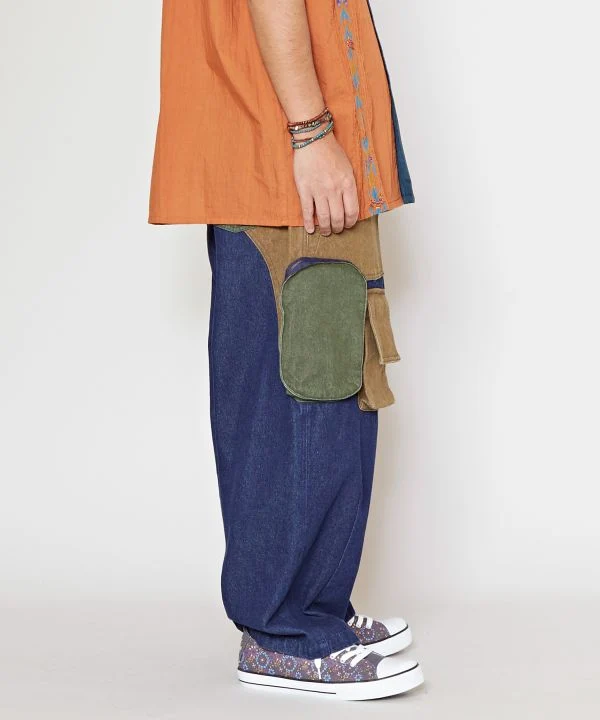 Pantalon en jean patchwork