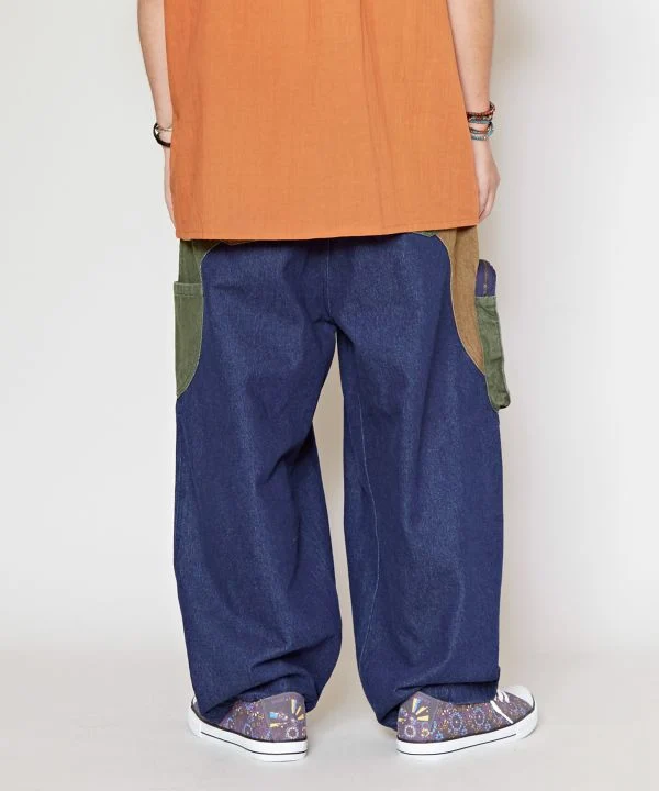 Pantalon en jean patchwork
