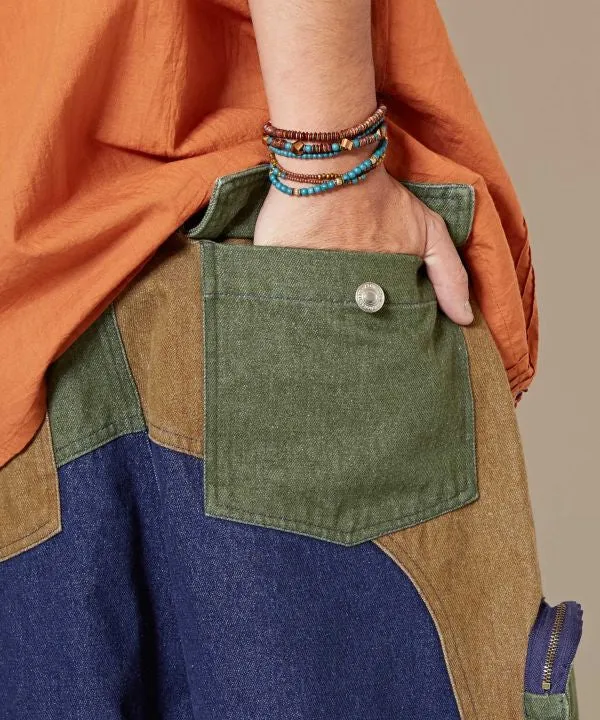 Pantalon en jean patchwork