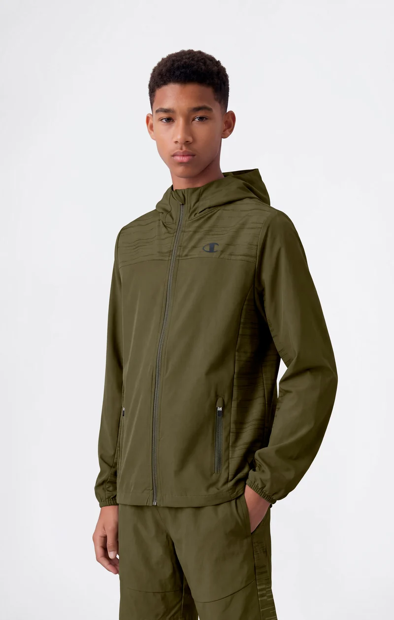 Boys’ Hooded Full Zip Jacket In Stretch Nylon