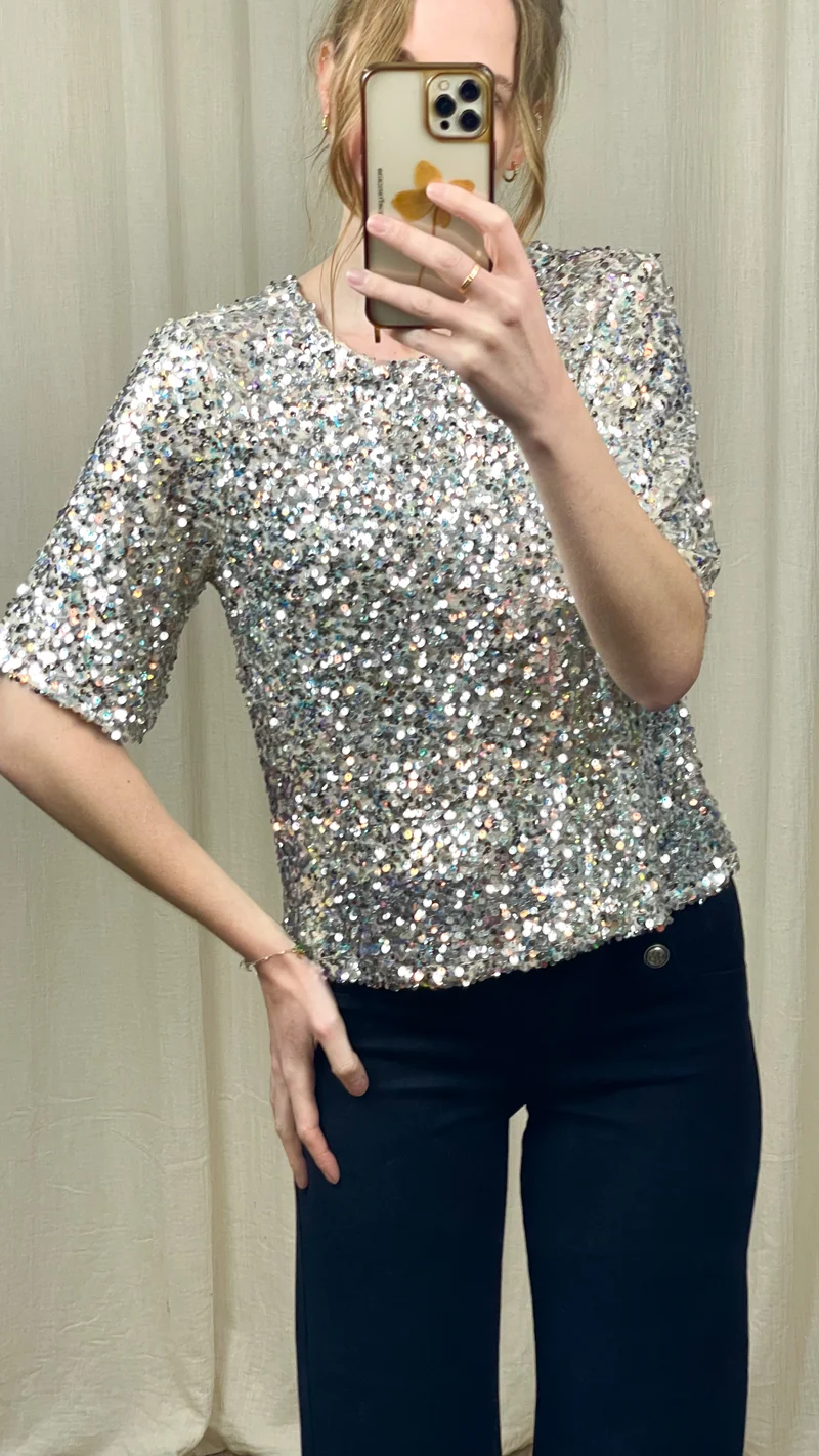 T-shirt Chloé – Top sequins coupe droite