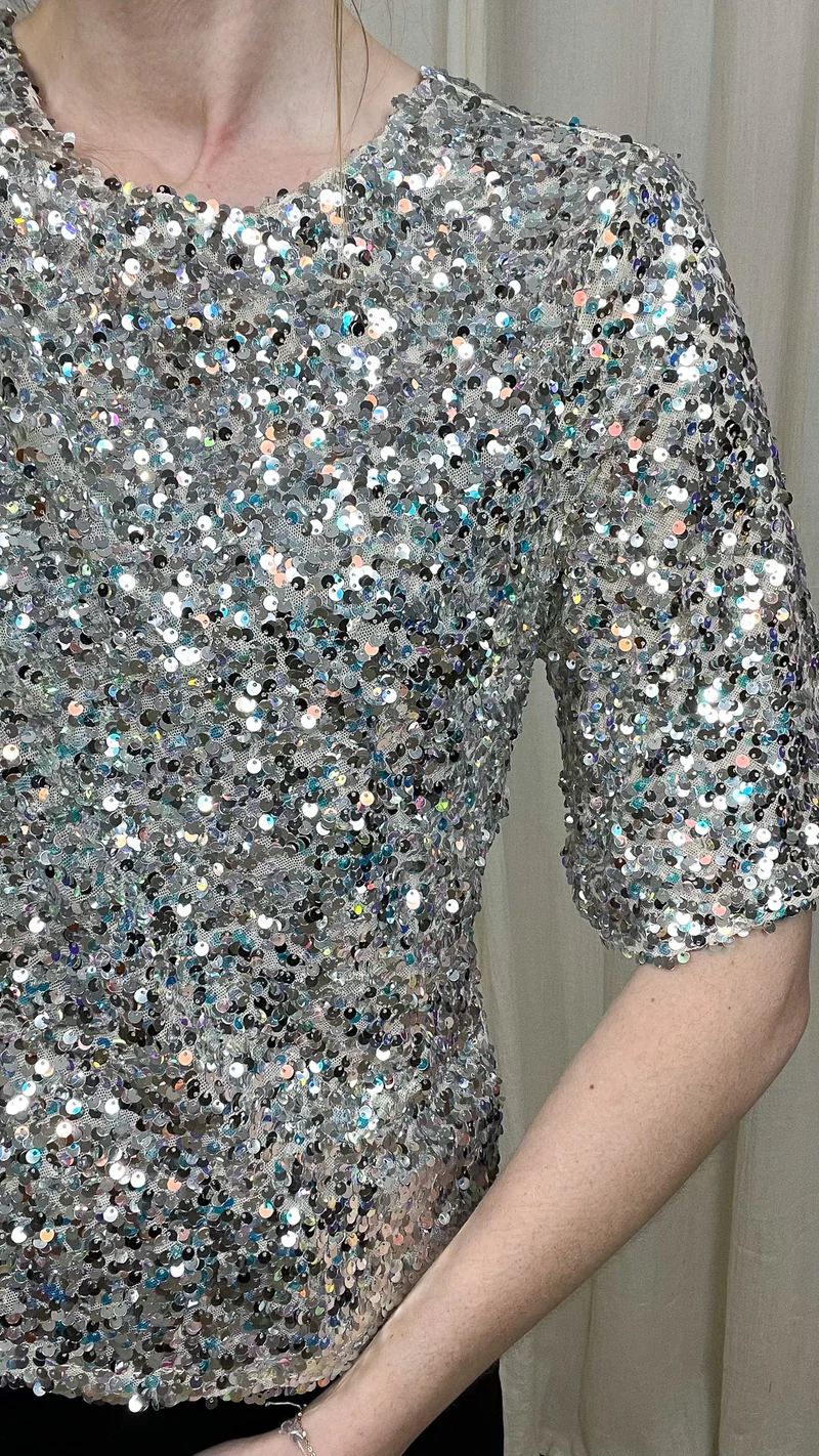 T-shirt Chloé – Top sequins coupe droite