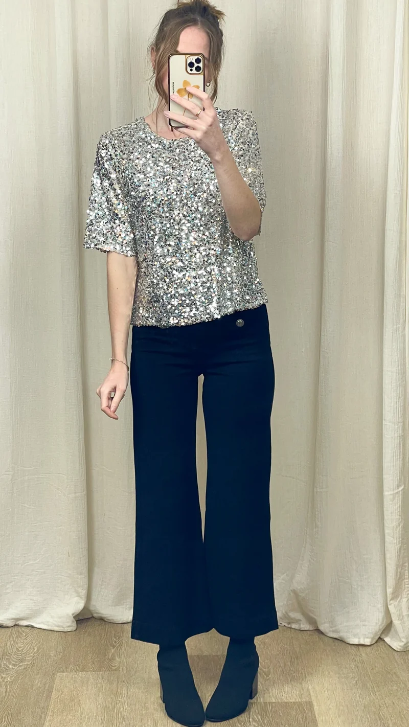 T-shirt Chloé – Top sequins coupe droite