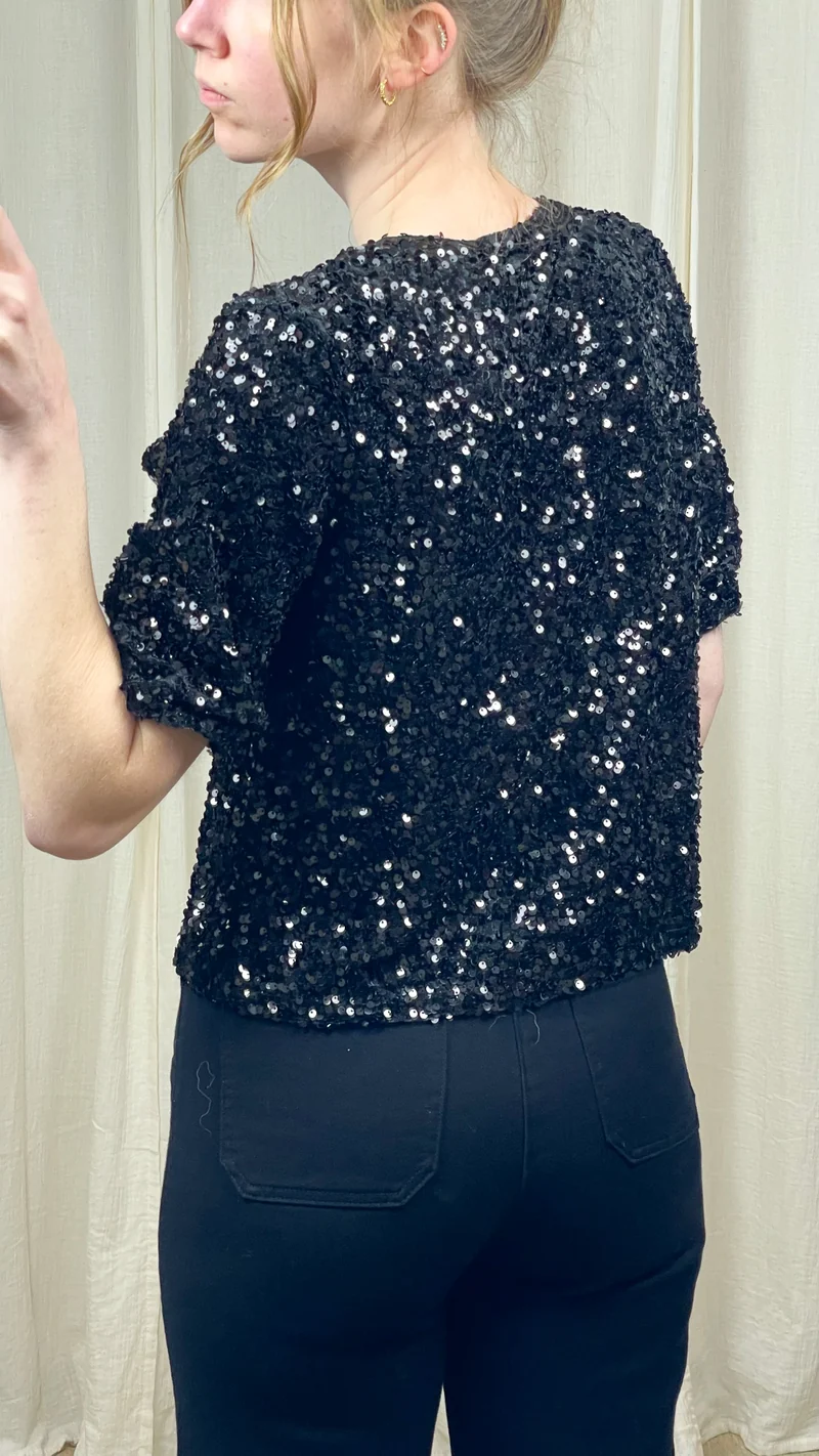 T-shirt Chloé – Top sequins coupe droite