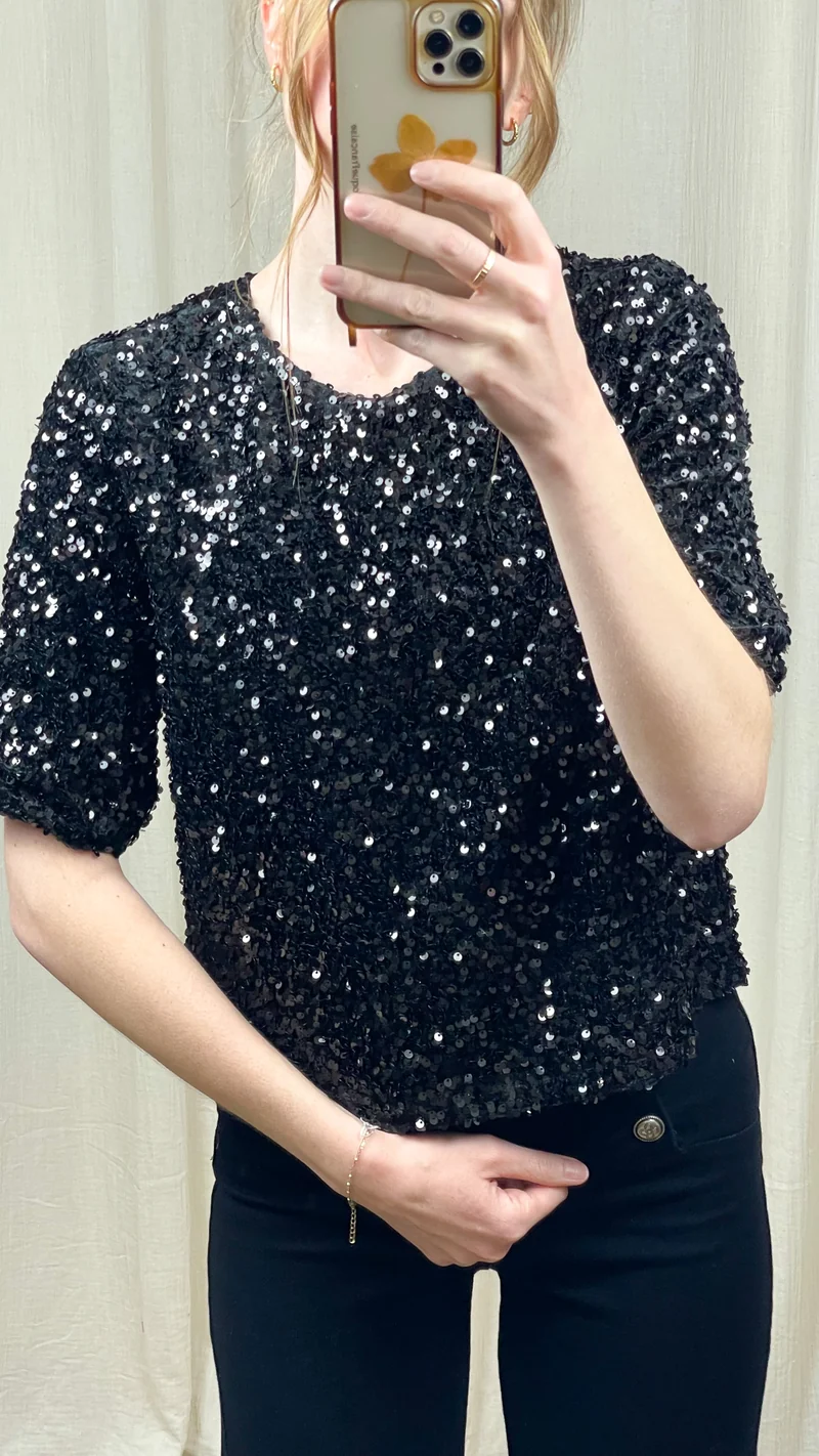 T-shirt Chloé – Top sequins coupe droite