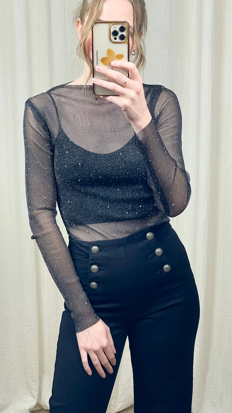 Top Anna – Top en résille pailletée