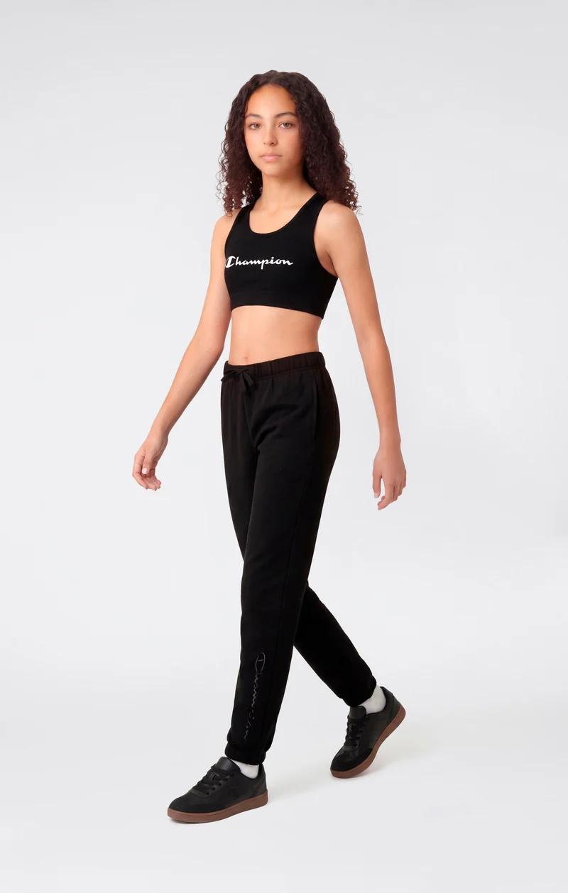 Girls’ Elastic Cuff Pants With Embroidered Logo