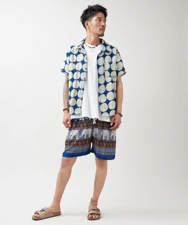 Shorts en rayonne à motif éléphant thaïlandais