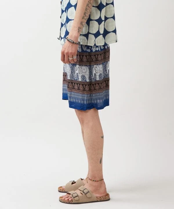 Shorts en rayonne à motif éléphant thaïlandais