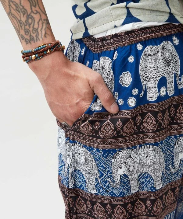 Shorts en rayonne à motif éléphant thaïlandais