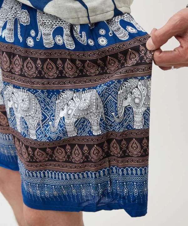 Shorts en rayonne à motif éléphant thaïlandais