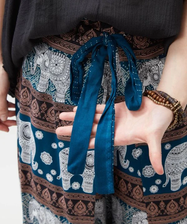 Pantalon en rayonne à motif éléphant thaïlandais