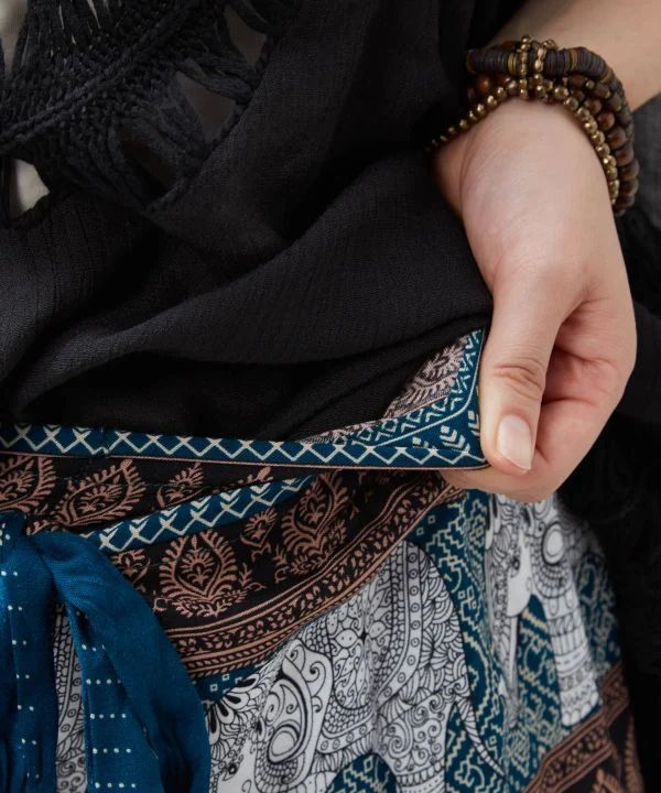 Pantalon en rayonne à motif éléphant thaïlandais