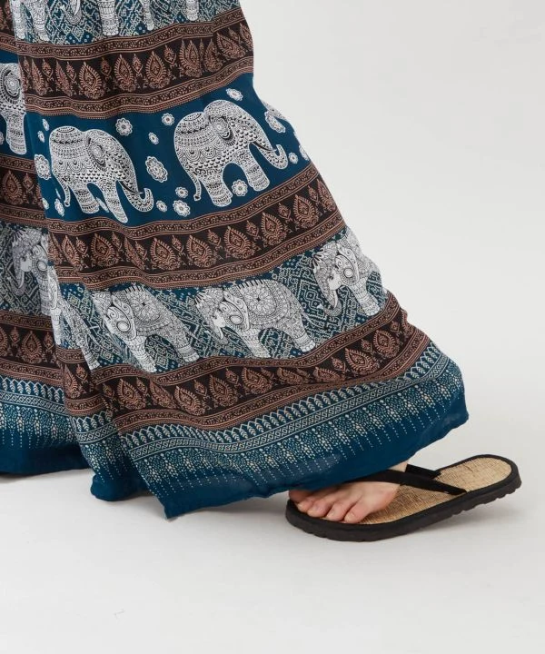 Pantalon en rayonne à motif éléphant thaïlandais