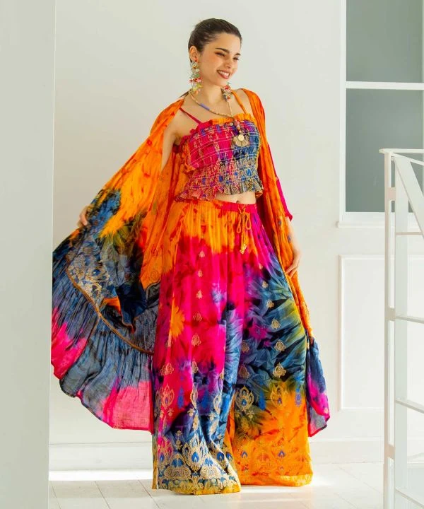 Pantalon en rayonne tie-dye