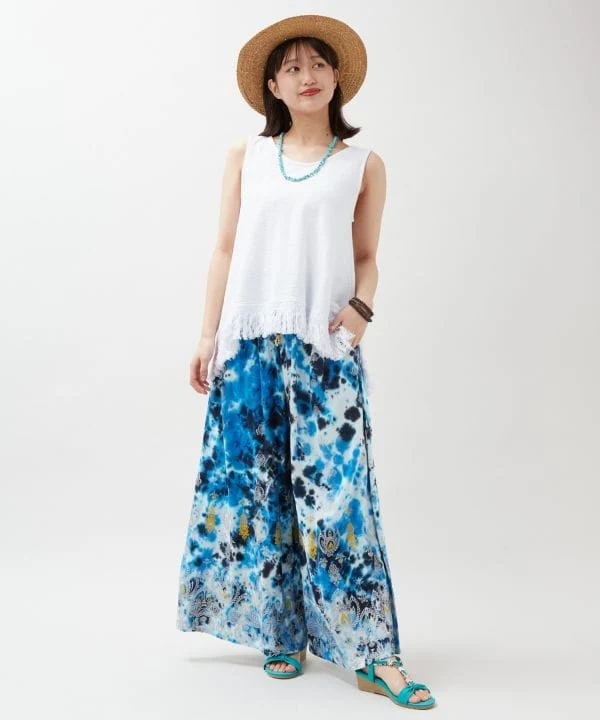 Pantalon en rayonne tie-dye