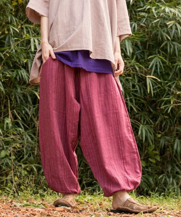 Pantalon harem unisexe en coton