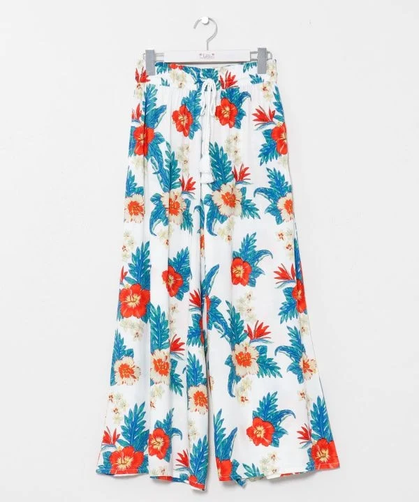 Pantalon évasé à paillettes botaniques