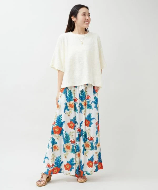 Pantalon évasé à paillettes botaniques