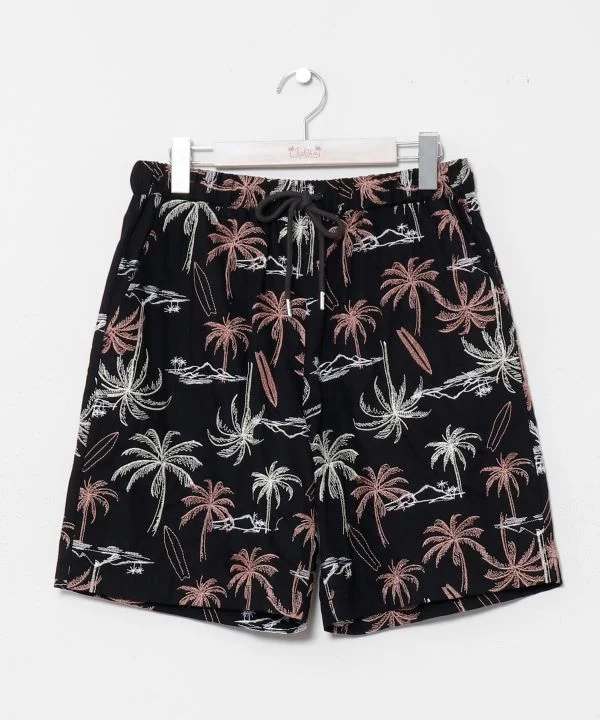 Shorts de plage brodés de palmiers SURF&Palms