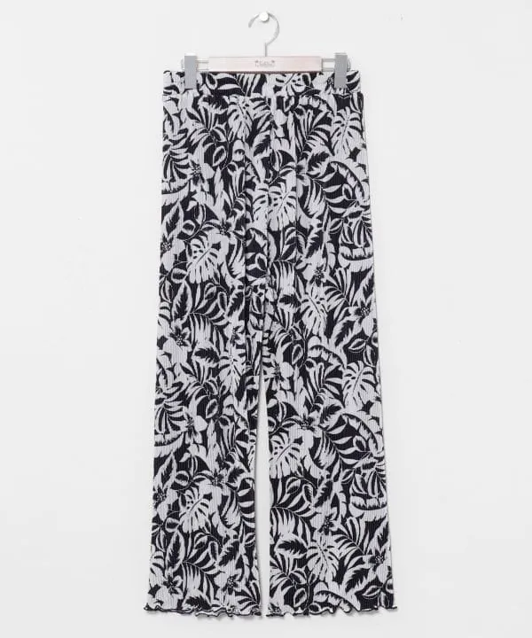 Pantalon de villégiature plissé à motifs botaniques