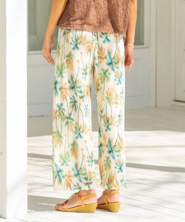 Pantalon de villégiature plissé à motifs botaniques