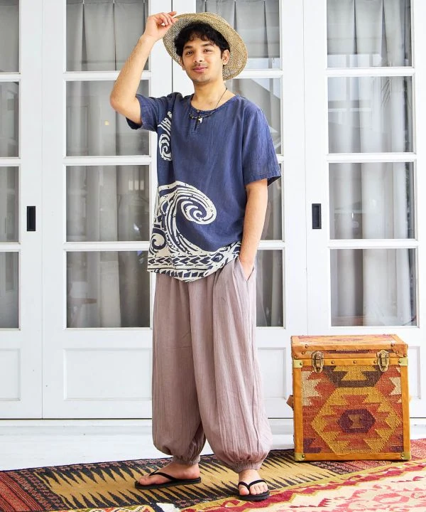 Pantalon décontracté en coton indien