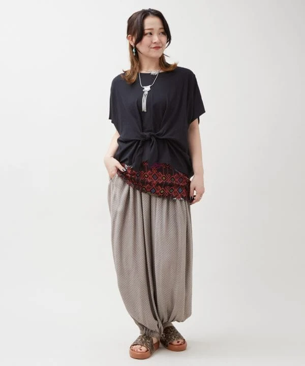 Pantalon large à carreaux dobby