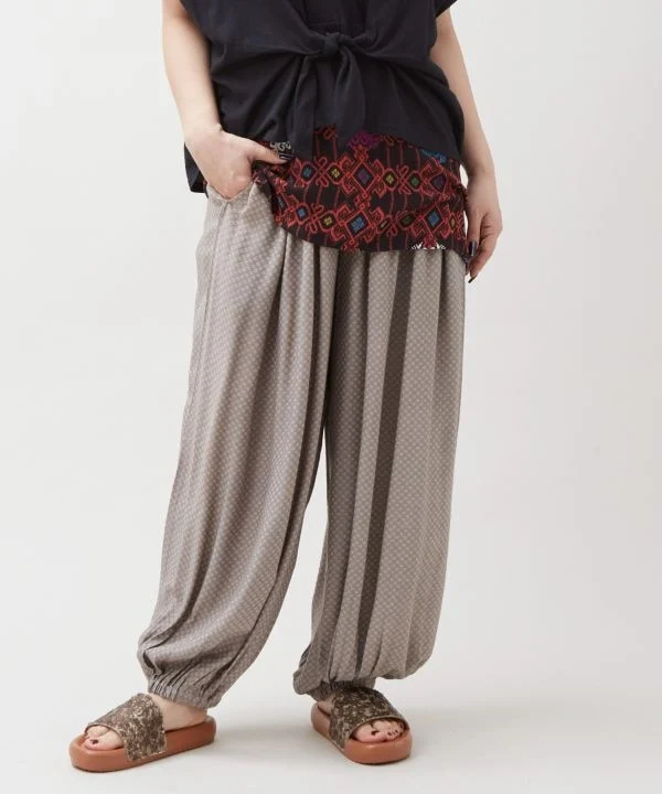 Pantalon large à carreaux dobby