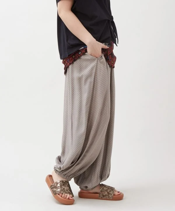 Pantalon large à carreaux dobby