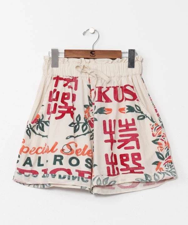 Shorts en coton à motif inspiré de la publicité