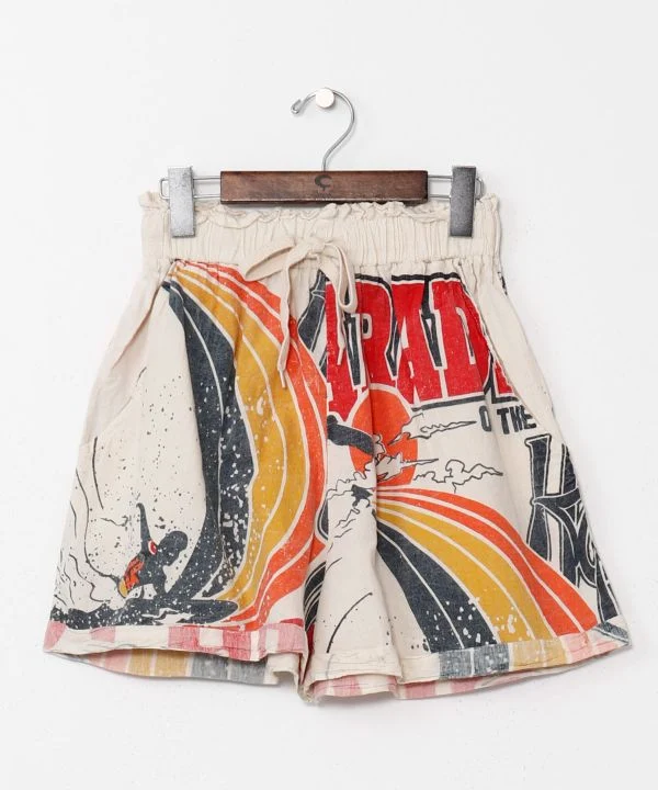 Shorts en coton à motif inspiré de la publicité