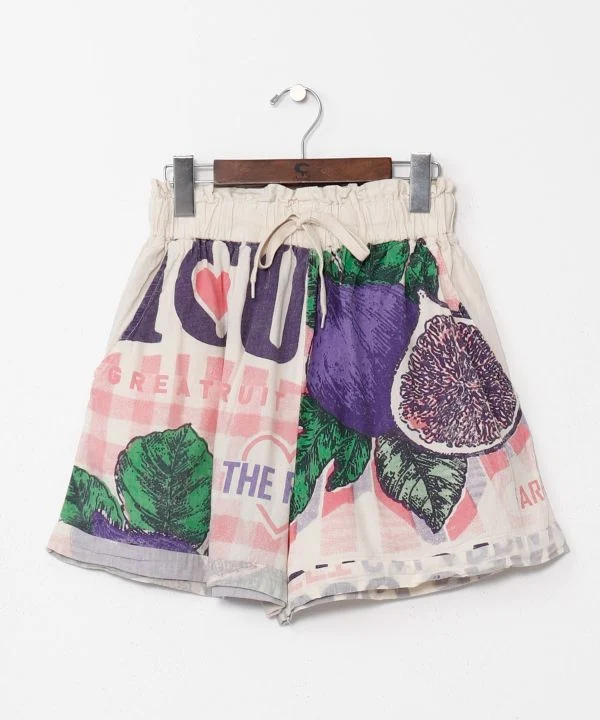 Shorts en coton à motif inspiré de la publicité