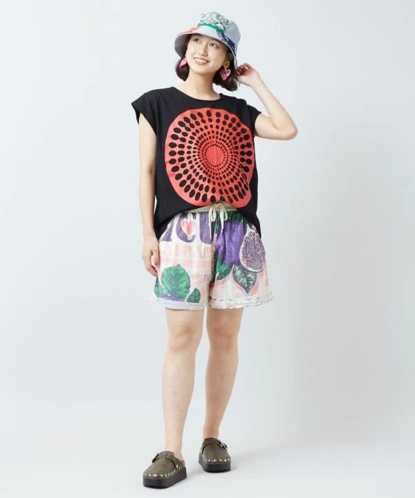 Shorts en coton à motif inspiré de la publicité