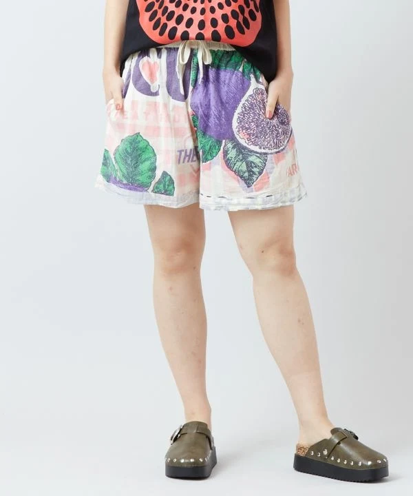 Shorts en coton à motif inspiré de la publicité