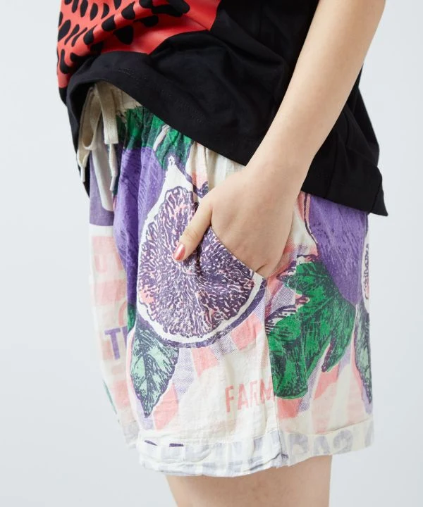 Shorts en coton à motif inspiré de la publicité