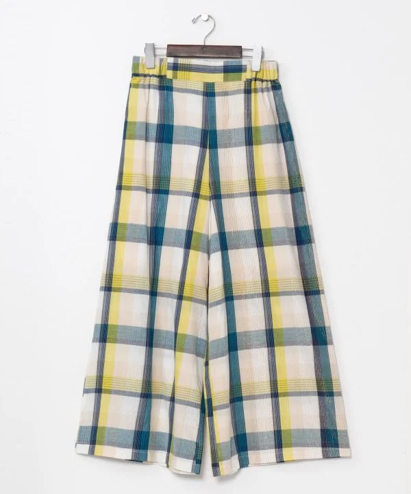 Pantalon large à carreaux Madras