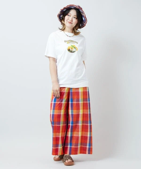 Pantalon large à carreaux Madras
