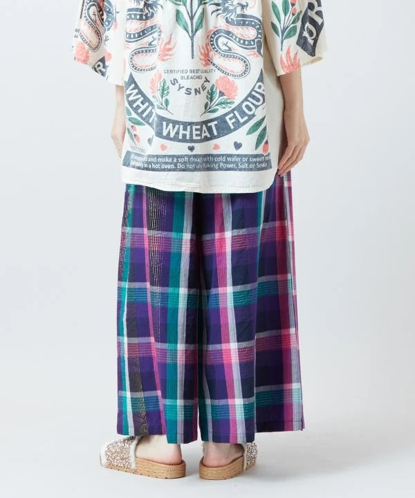 Pantalon large à carreaux Madras