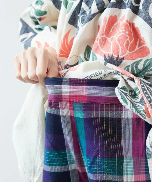 Pantalon large à carreaux Madras