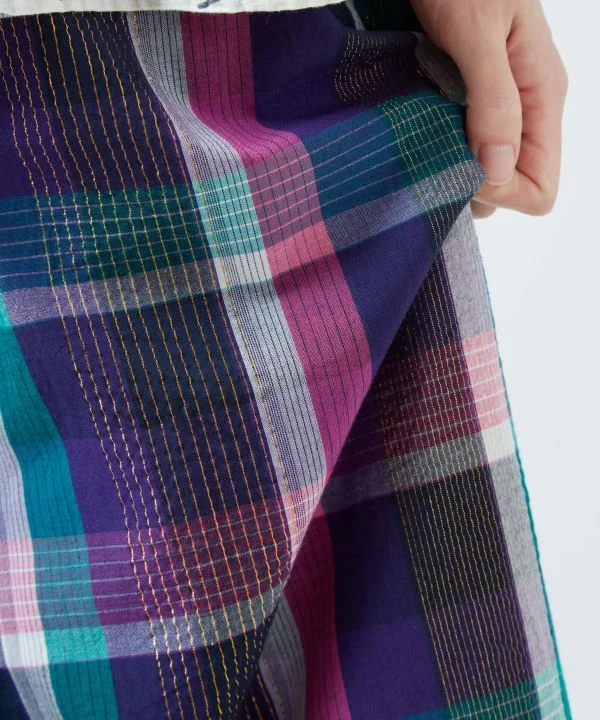 Pantalon large à carreaux Madras