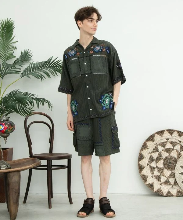 Short brodé Roma Rose