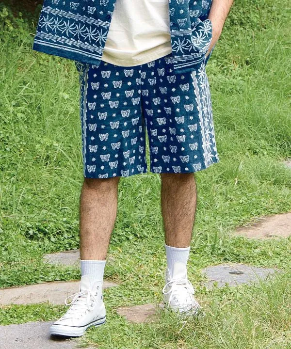 Short imprimé indigo