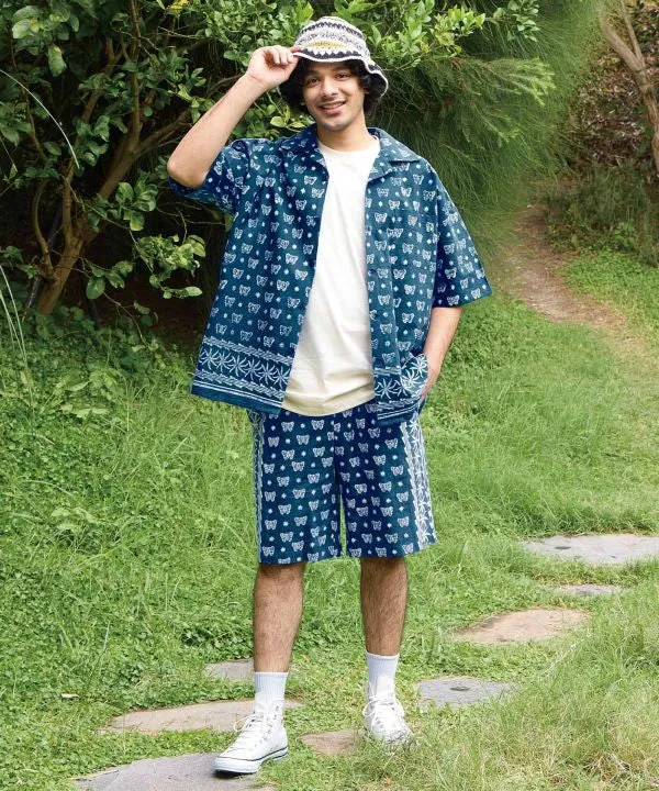 Short imprimé indigo