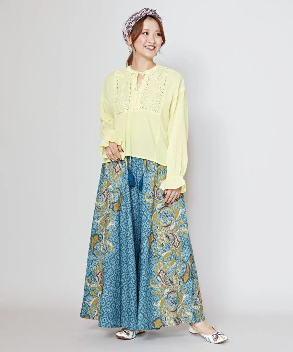 Pantalon large à imprimé cachemire