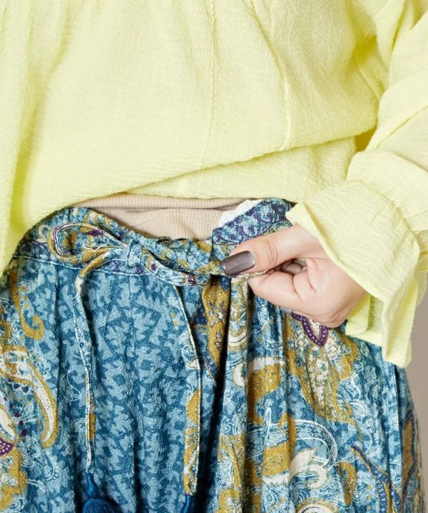 Pantalon large à imprimé cachemire
