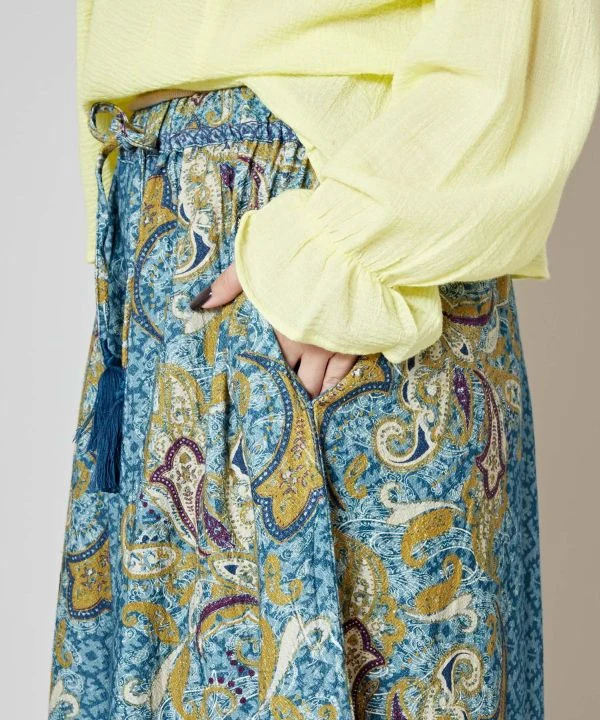 Pantalon large à imprimé cachemire