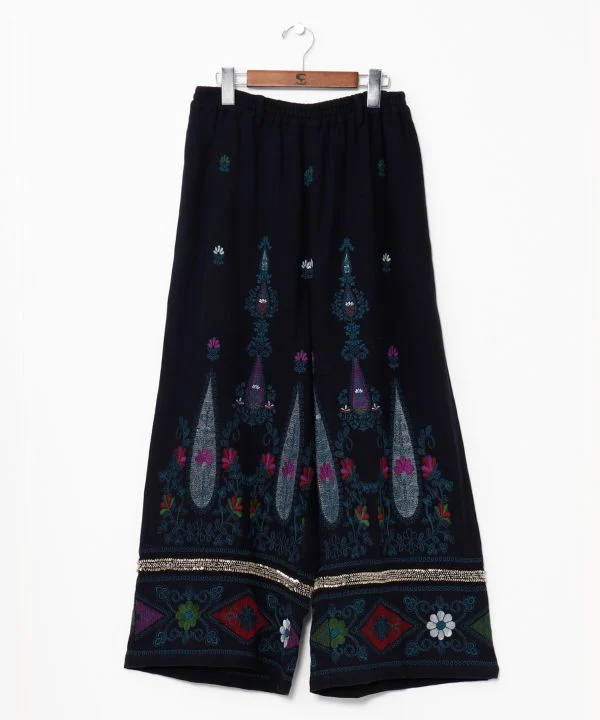Pantalon droit brodé